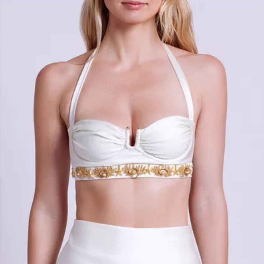 Patbo Ivory Beaded Top Portofino